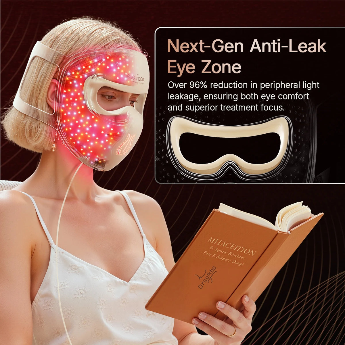 Hello Face M300 510K/CE 4D LED Light Therapy Mask 311 LEDs, 4 Mode, Facial Care, Ergonomic Silicone Design, Visual Comfort