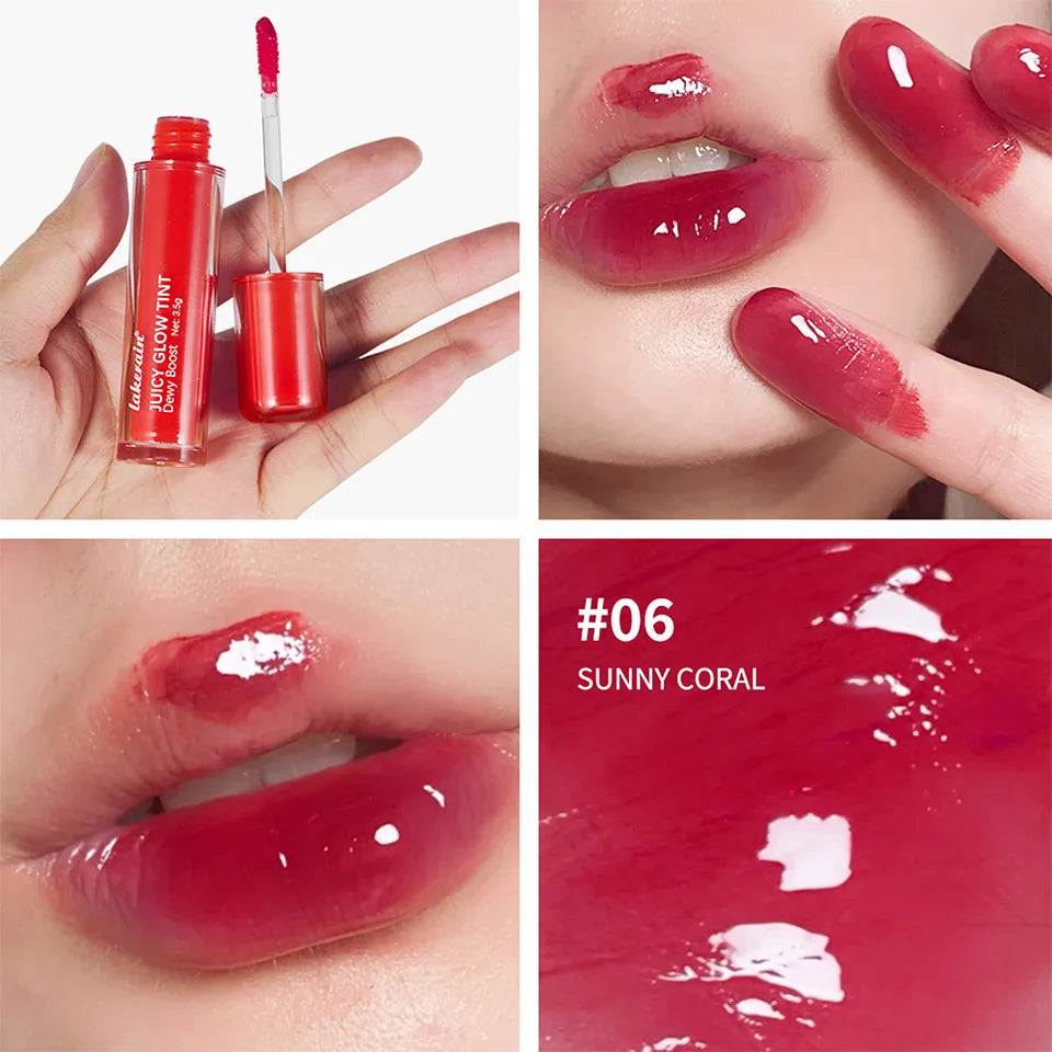 uice Mirror Lip Gloss-Juicy Glow Tint Quick-Drying Long-Wearing Lightweight Non-Sticky Lipstick Moisturized Smooth Luminous Lip
