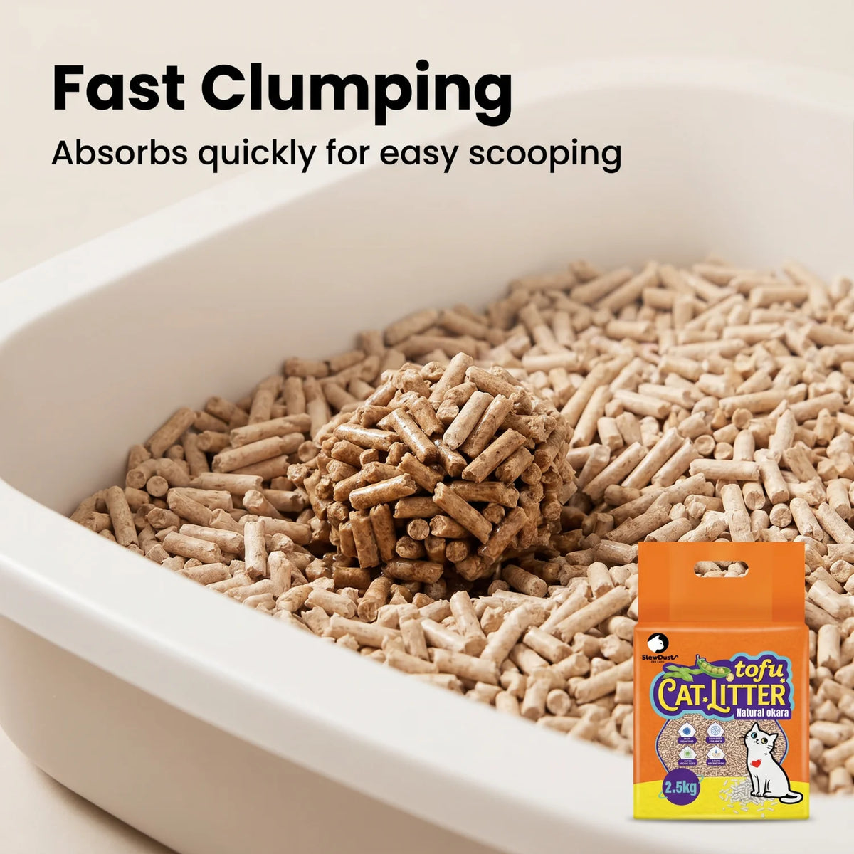 Eco Friendly Tofu Cat Litter 5 Pack 12.5kg Natural Okara Pea Fiber Plant Based Low Dust Clumping Flushable Kitty Litter