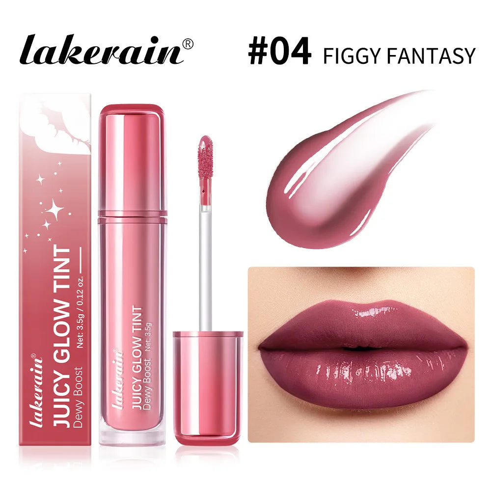 uice Mirror Lip Gloss-Juicy Glow Tint Quick-Drying Long-Wearing Lightweight Non-Sticky Lipstick Moisturized Smooth Luminous Lip