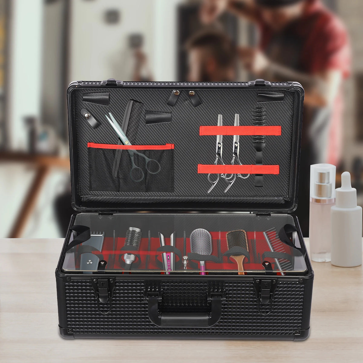 Professional Barber Case 47*19*26cm Barber Makeup Supplies Case10kg Load Capacityy Barber Tool Organizer Case for Storing Barber Supplies In Hair Salons/Beauty Salons