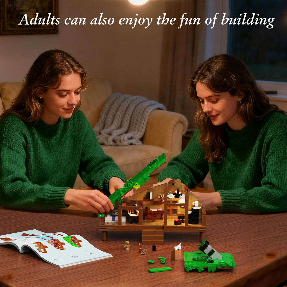 Folk Cabin Forest House Building Blocks Set Home Decor Desktop Ornament Display Model Creative Room Decoration Gifts Teens Adult