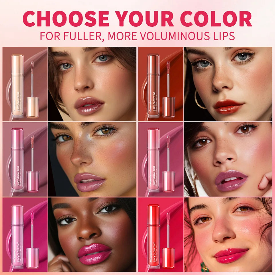 uice Mirror Lip Gloss-Juicy Glow Tint Quick-Drying Long-Wearing Lightweight Non-Sticky Lipstick Moisturized Smooth Luminous Lip