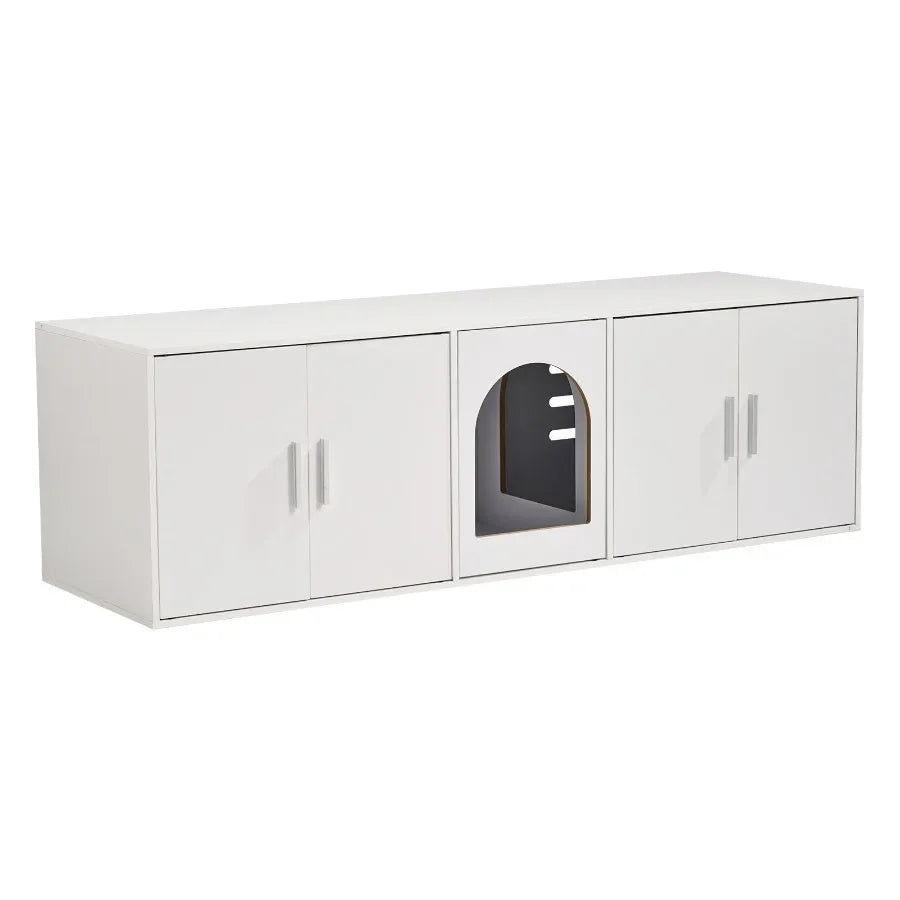 VEVOR Cat Litter Box Enclosure Wooden Litter Box Furniture Hidden White