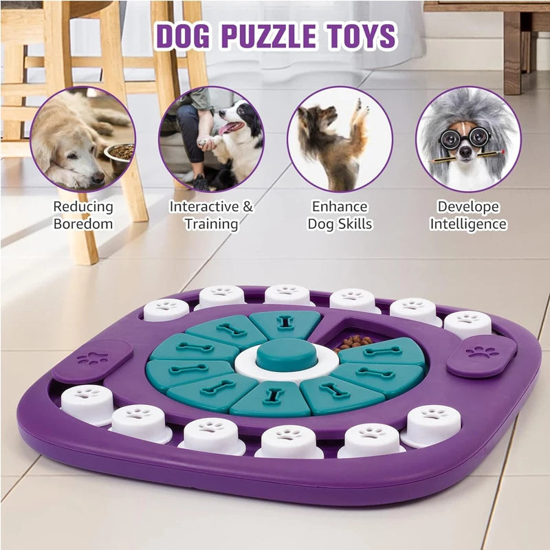 Dog Puzzle Feeder Toy, Interactive Treat Dispensing Dog Enrichment Toy, Slow Feeding Brain Stimulation Game for Small Medium Large Dogs