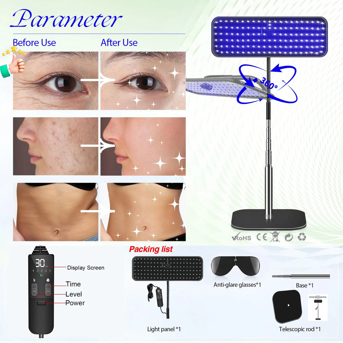 Jitesy Blue Light Therapy Floor Lamp for Skin Care