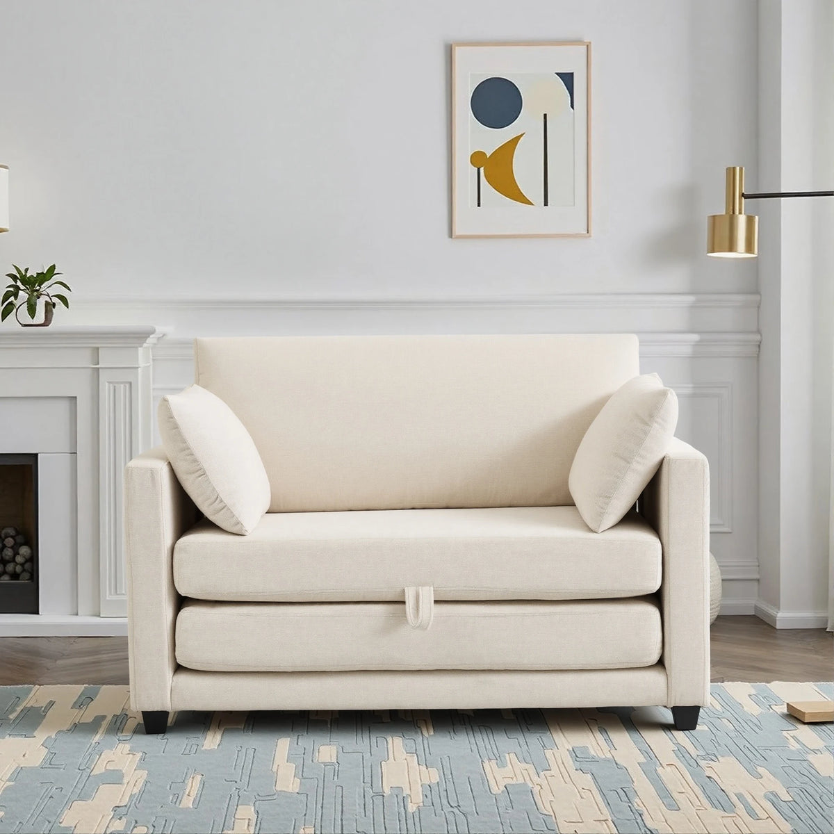GAOHAPY Modern 2 In 1 Convertible Loveseat Sleeper Sofa Bed