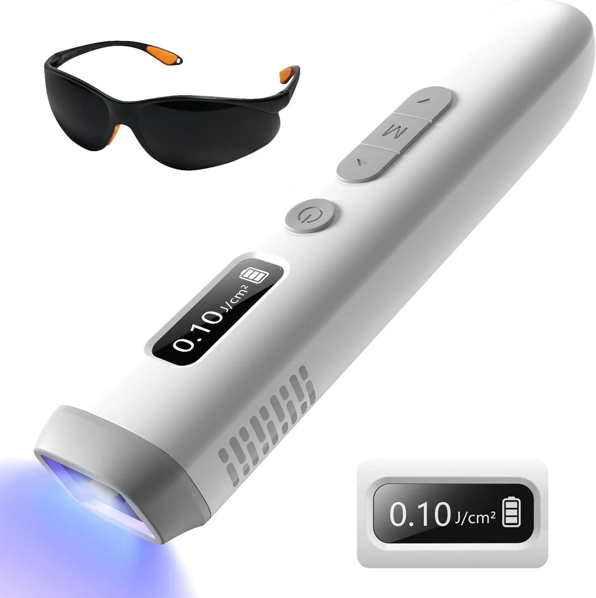 308nm UVB Light Therapy Device Handheld Narrowband Phototherapy Lamp with Adjustable Dose Digital Display 15x15mm Targeted Care Area Rechargeable Portable Home Use for Hands Arms Legs Neck Body Skin Care Includes Protective G