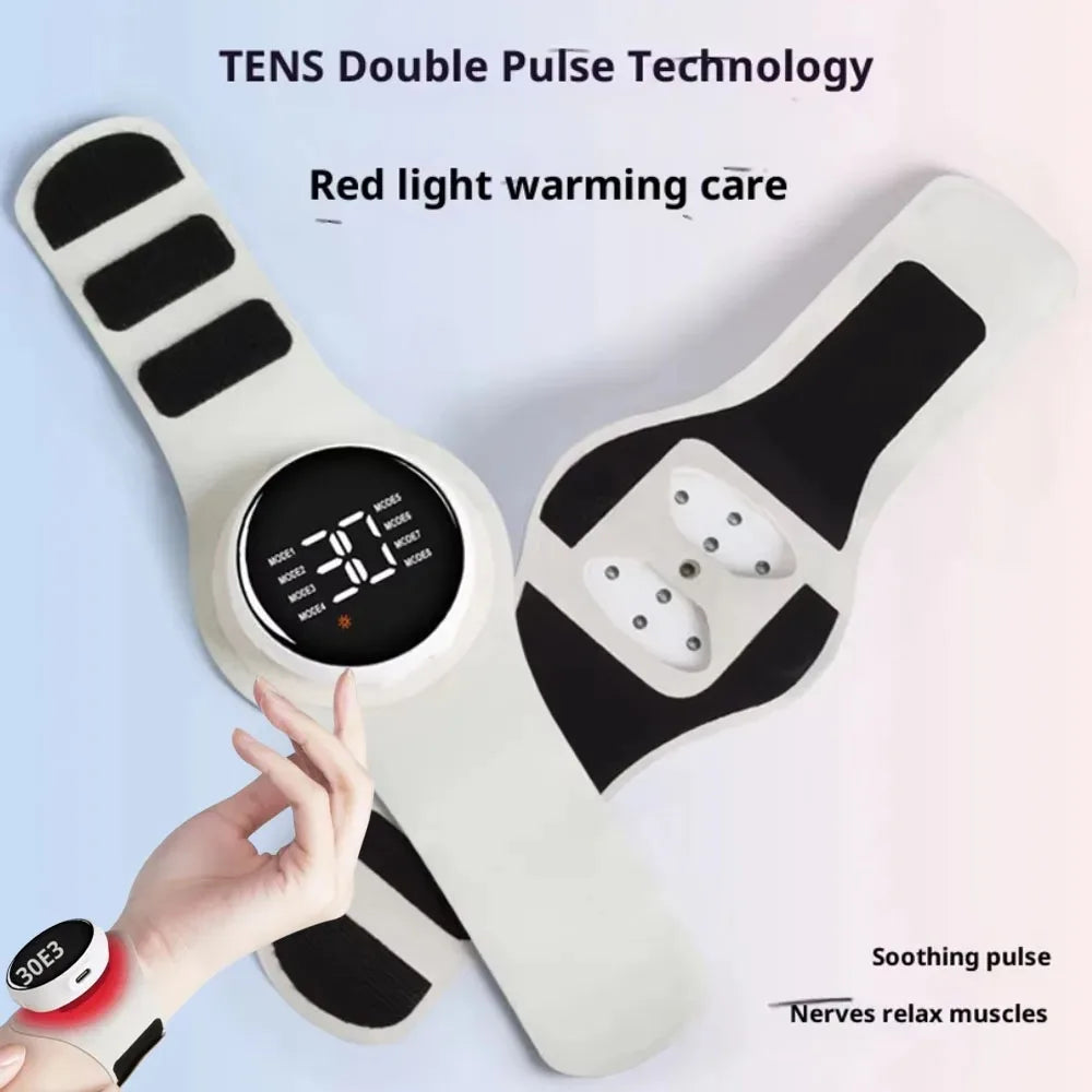Electric Wrist Massager Tens EMS Pulse Red Light 8 Modes 30 Levels for Tenosynovitis Muscle Fatigue Relief Health Care