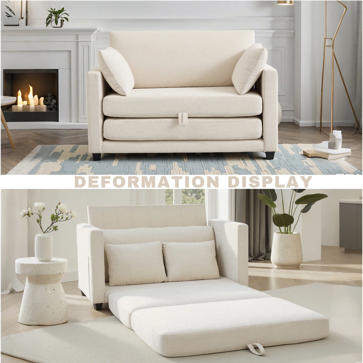 GAOHAPY Modern 2 In 1 Convertible Loveseat Sleeper Sofa Bed