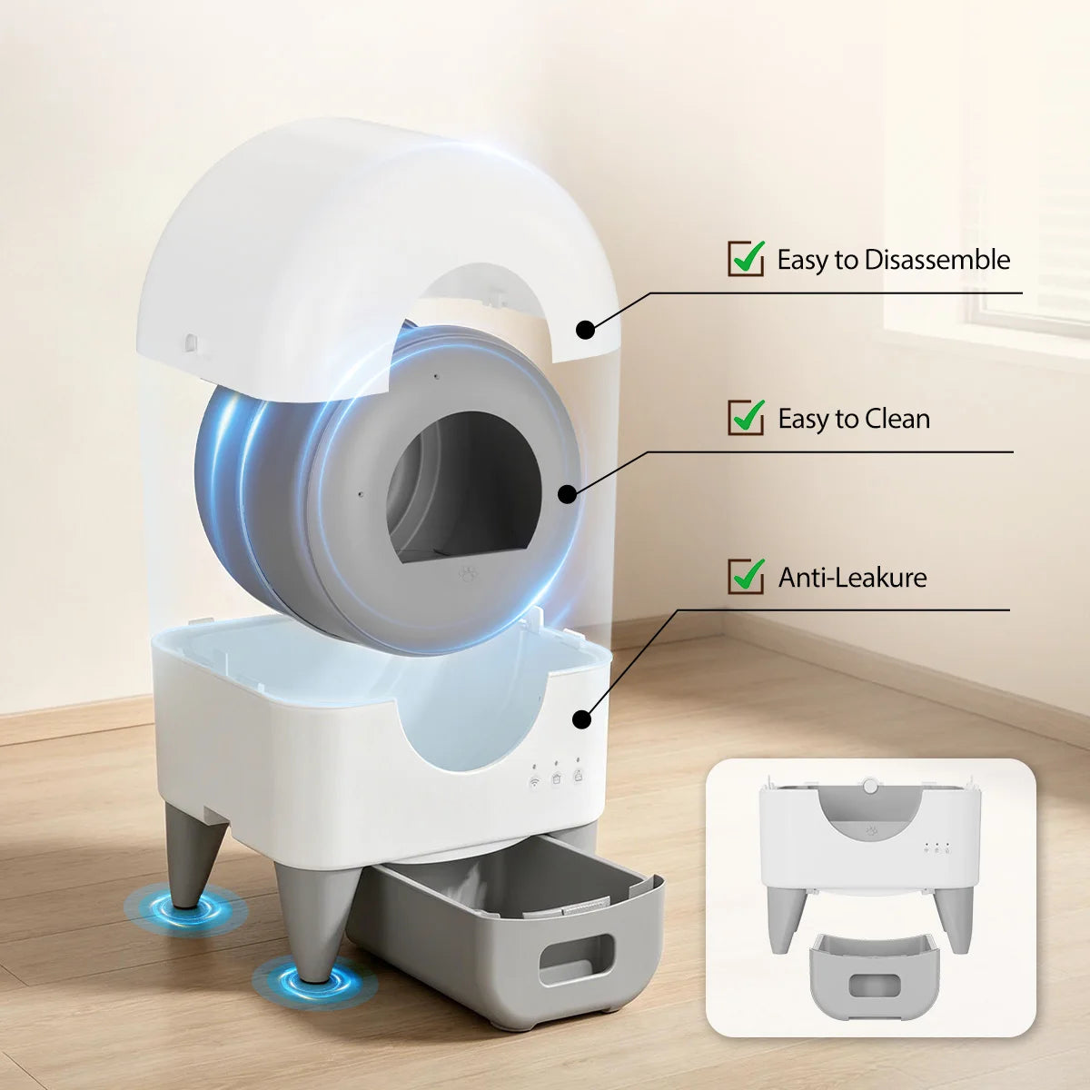 Automatic Smart Self Cleaning Cat Litter Box With Sensor Guard