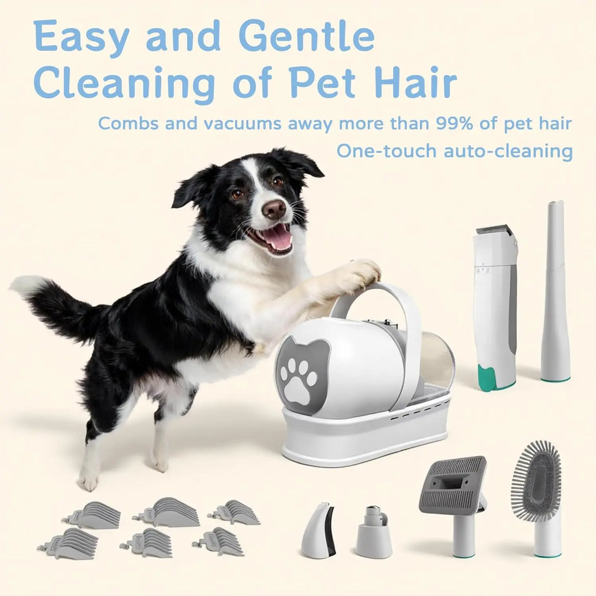 Dog Grooming Vacuum Kit With Deshedding And Paw Trimmer