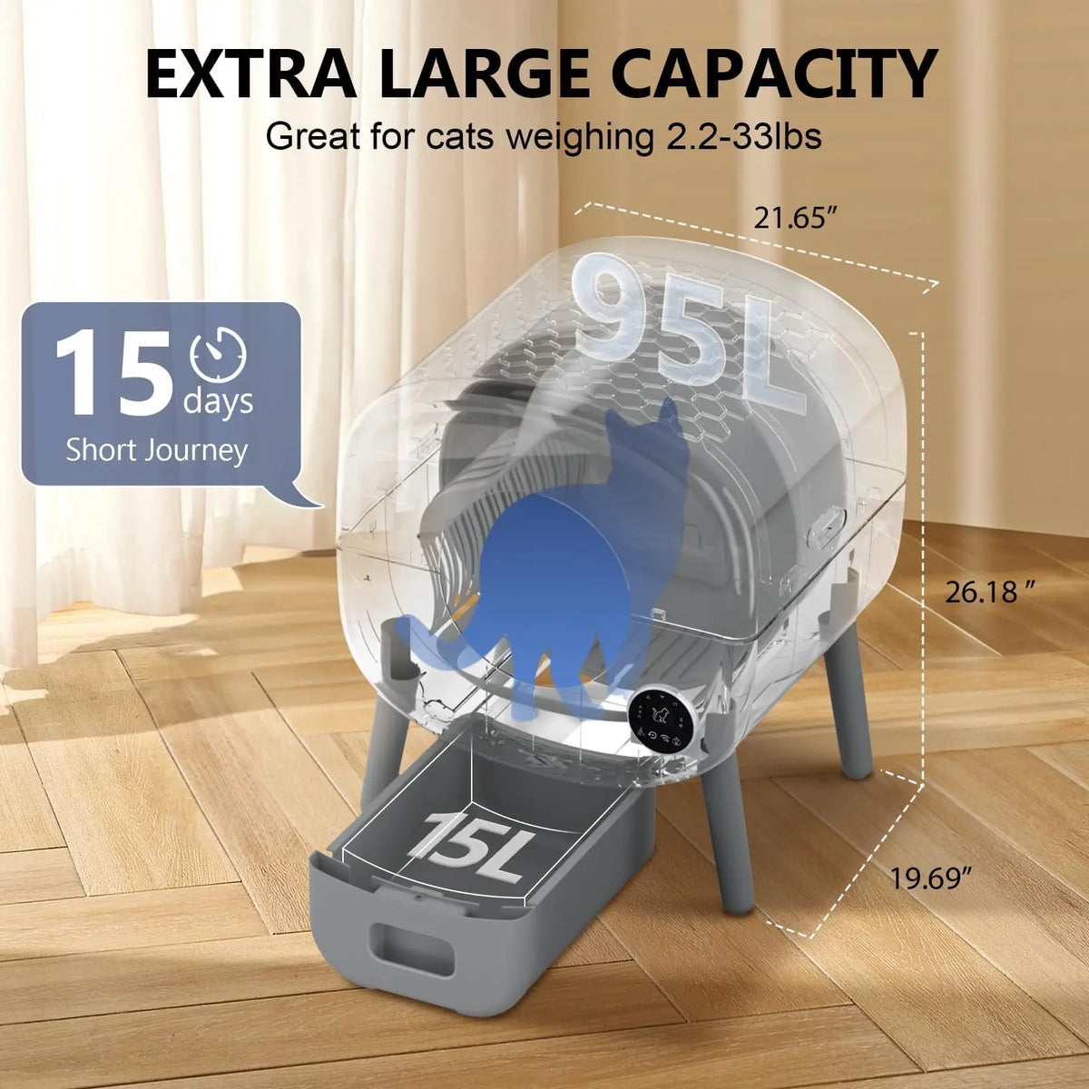 Automatic Self Cleaning Cat Litter Box App Control Safety Protection