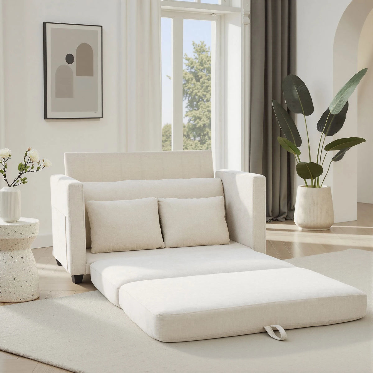 GAOHAPY Modern 2 In 1 Convertible Loveseat Sleeper Sofa Bed
