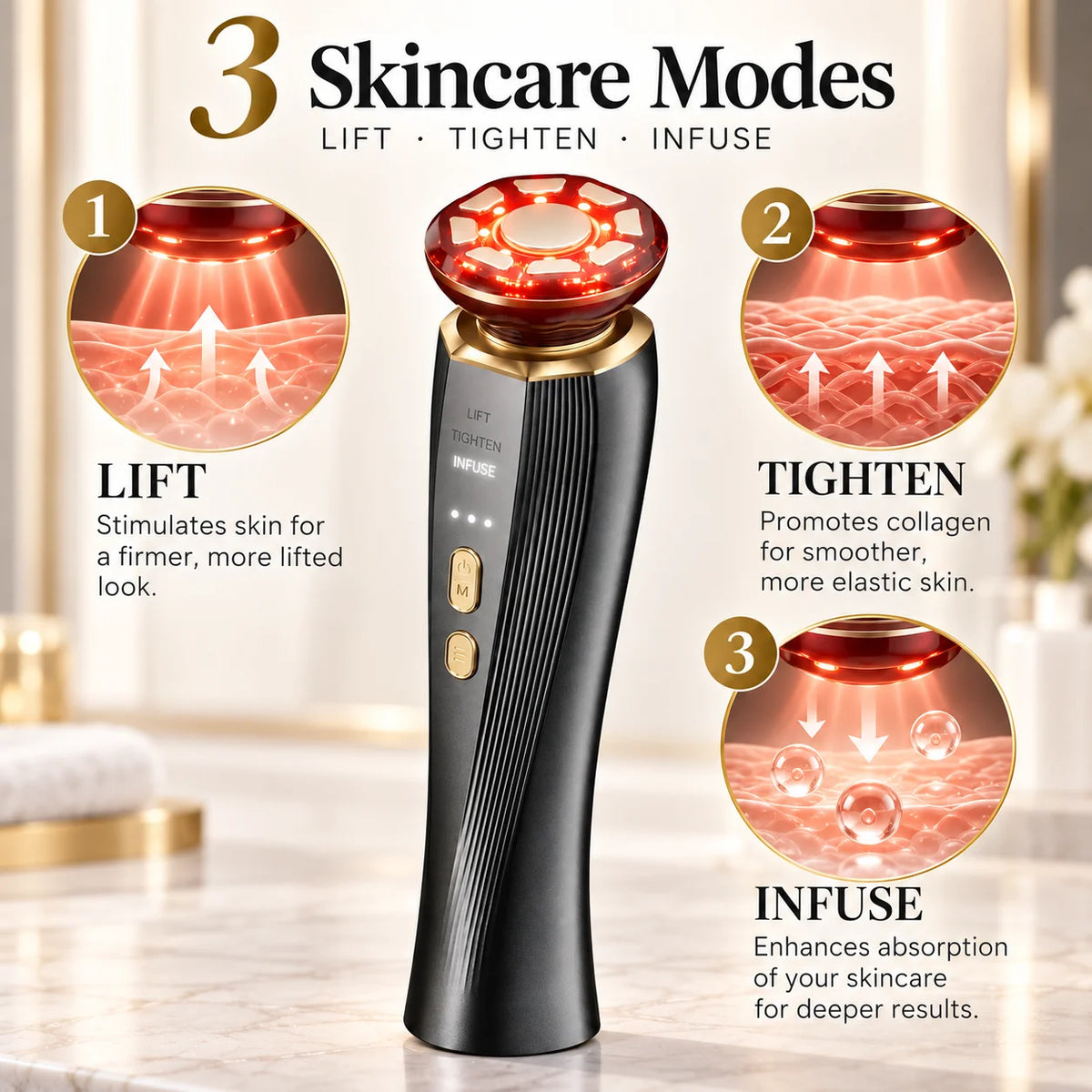 Red Light Therapy Facial and Neck Massager for Skin Firming and Radiance