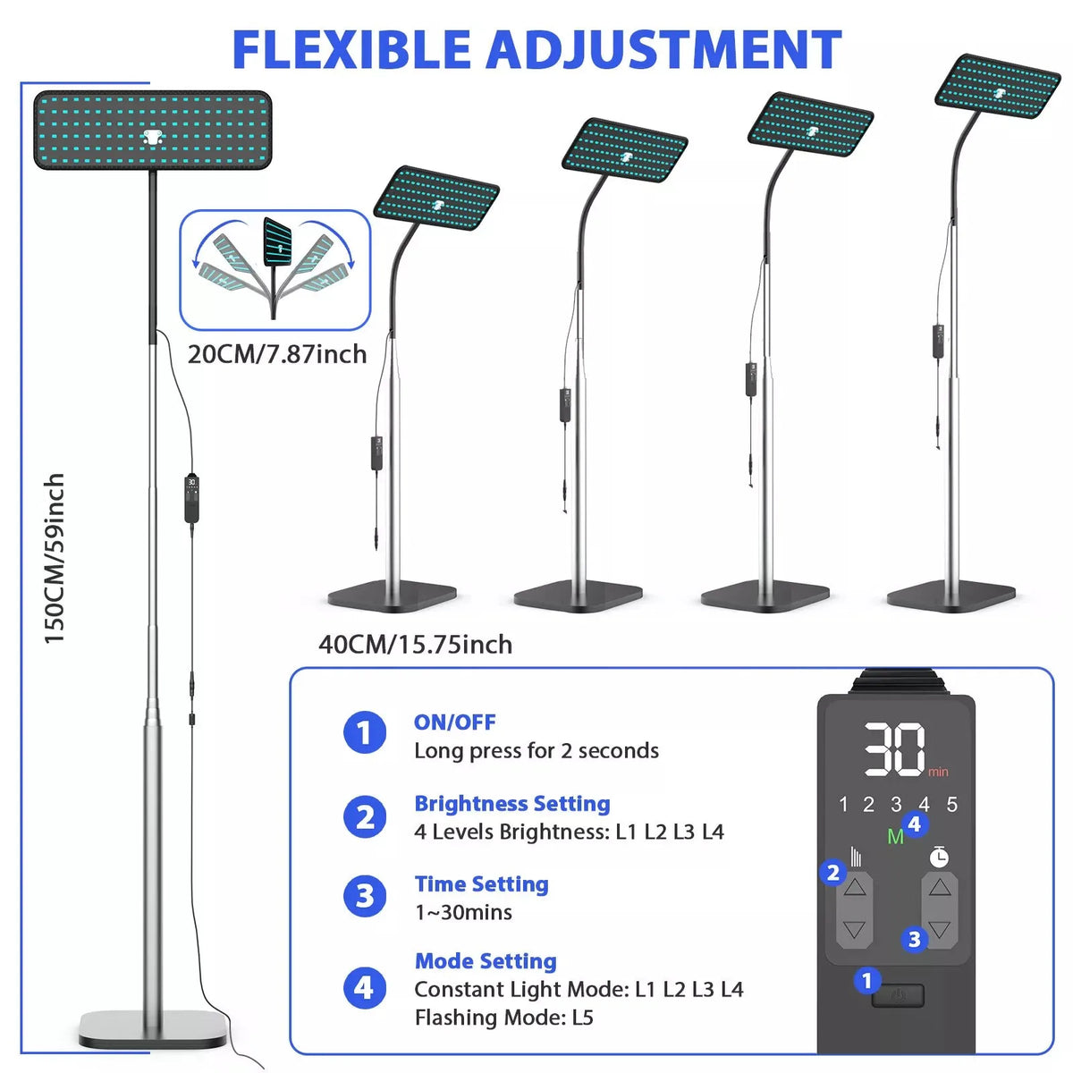 Jitesy Blue Light Therapy Floor Lamp for Skin Care