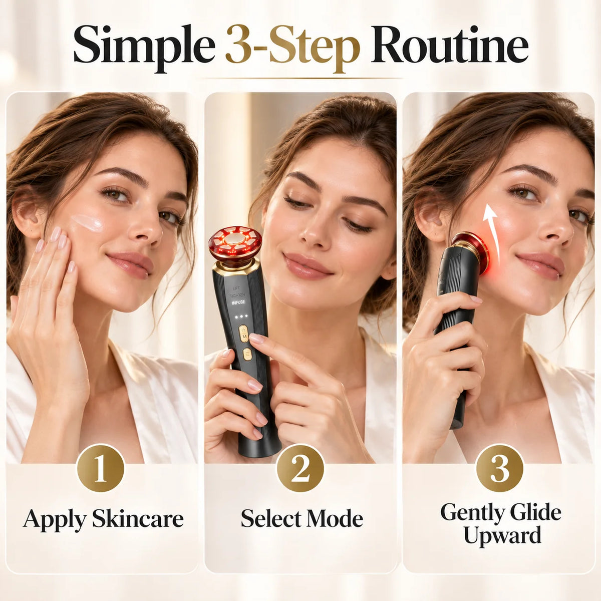 Red Light Therapy Facial and Neck Massager for Skin Firming and Radiance
