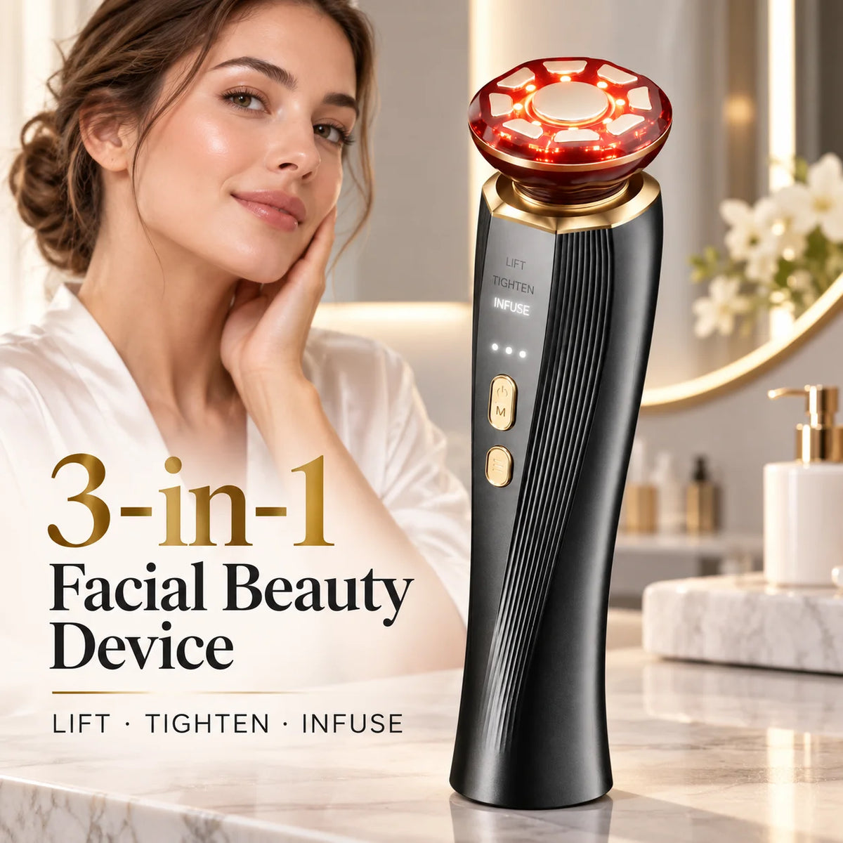 Red Light Therapy Facial and Neck Massager for Skin Firming and Radiance