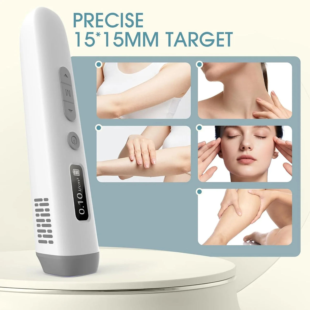 308nm UVB Light Therapy Device Handheld Narrowband Phototherapy Lamp with Adjustable Dose Digital Display 15x15mm Targeted Care Area Rechargeable Portable Home Use for Hands Arms Legs Neck Body Skin Care Includes Protective G