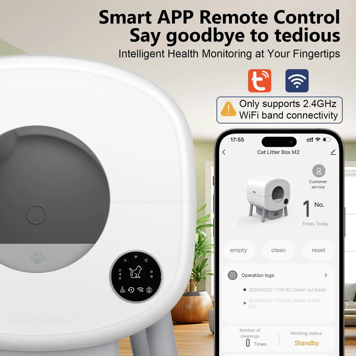 Automatic Self Cleaning Cat Litter Box App Control Safety Protection