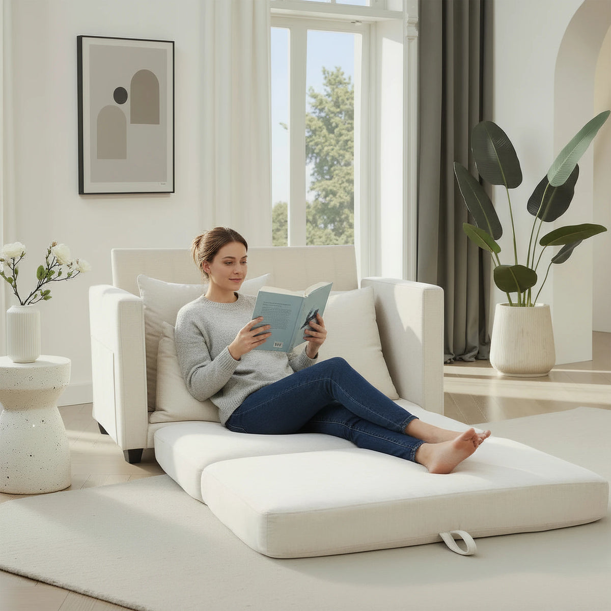 GAOHAPY Modern 2 In 1 Convertible Loveseat Sleeper Sofa Bed