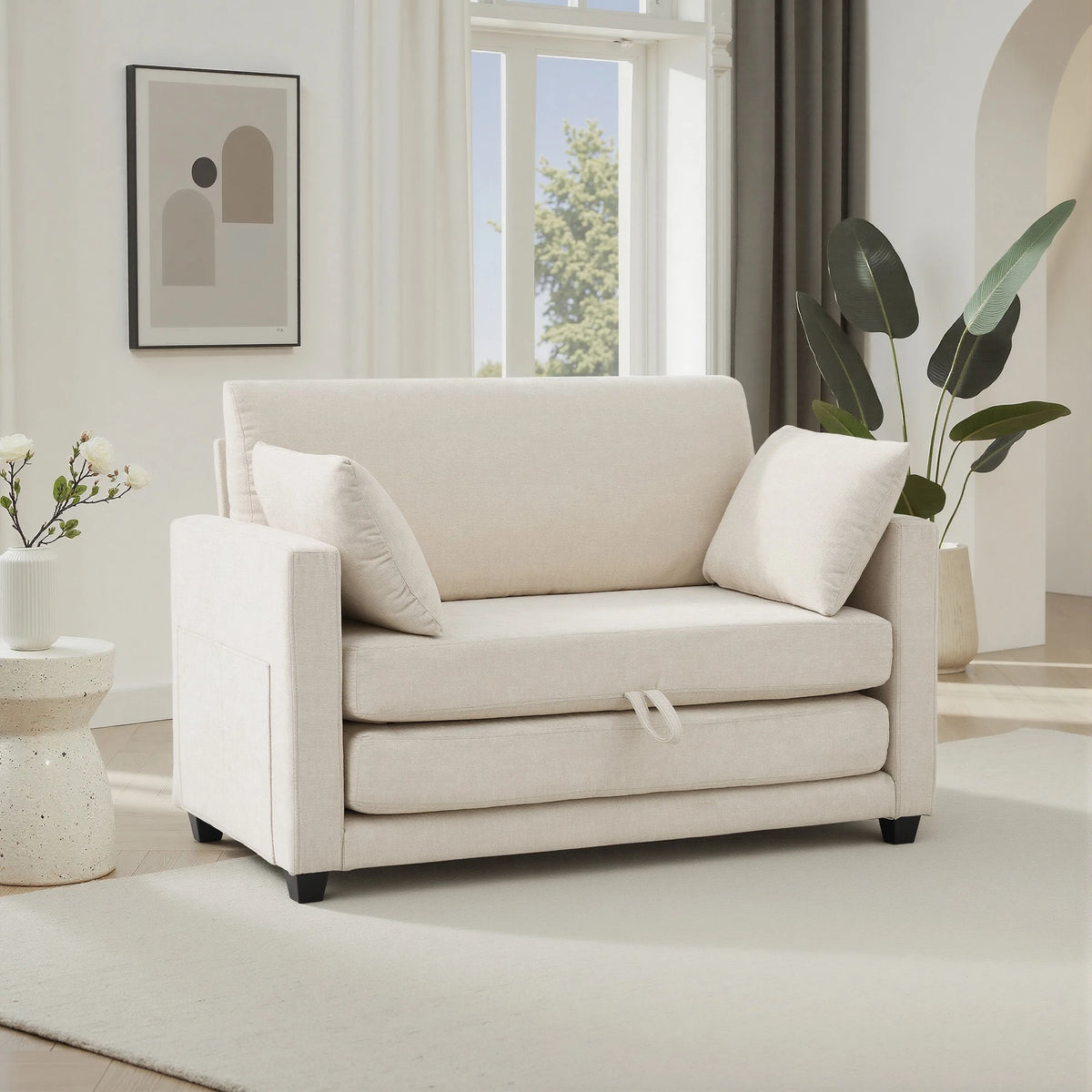 GAOHAPY Modern 2 In 1 Convertible Loveseat Sleeper Sofa Bed