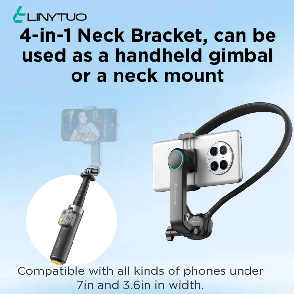 LINYTUO Magnetic Neck Phone Mount Hands Free POV Vlog Recording 360° Rotation Quick Release Neck Hanging Holder for iPhone Samsung Xiaomi