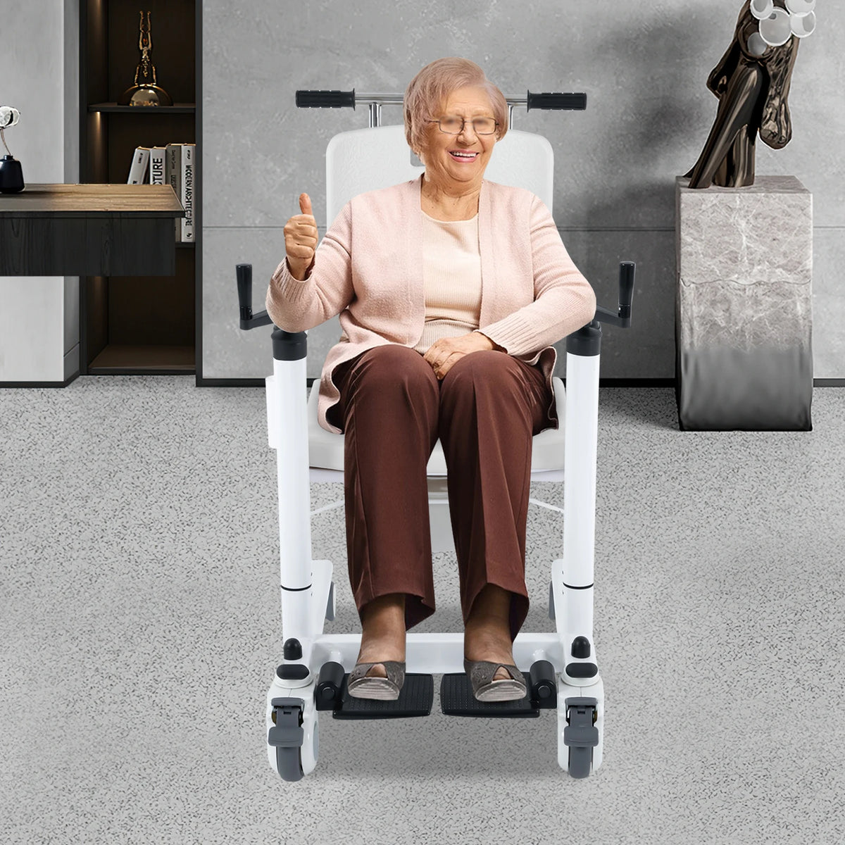 Multifunctional Patient Lift Transfer Chair With Shower Commode