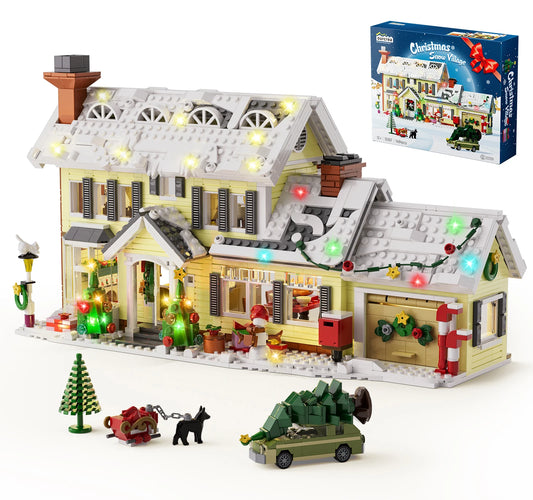 Christmas Snow Village Building Blocks House Model Ornament