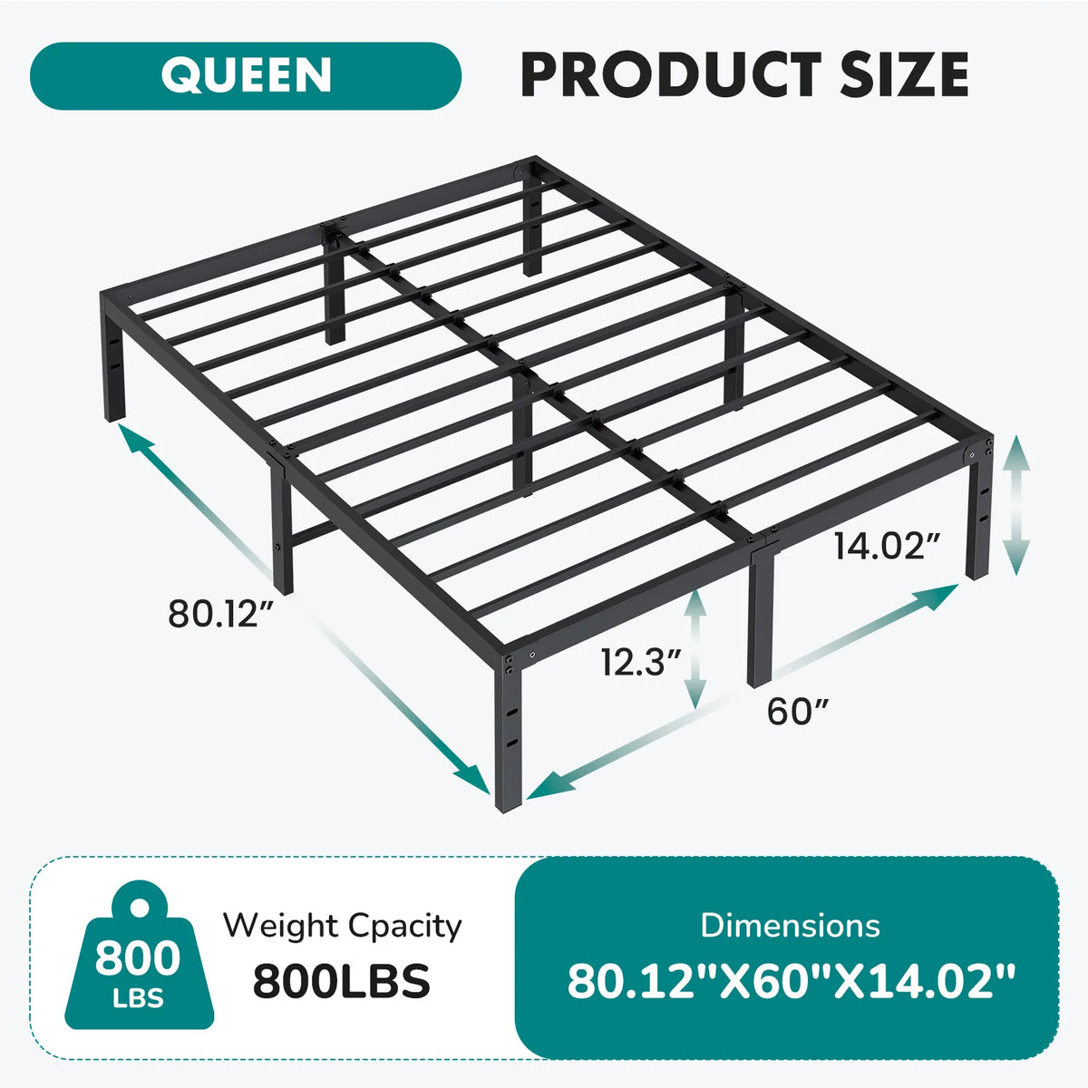 MCQ 14 Inch Metal Platform Bed Frame All Size Platform with Storage Sturdy Steel Slat Support Bedroom Bed Heavy Capacity For Home