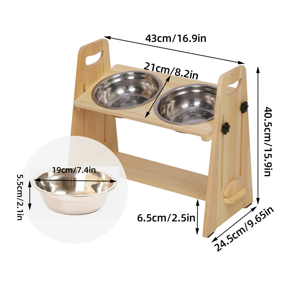 Height Adjustable Elevated Dog Bowls Tall Raised Feeder Stand Dog Food Water Bowl Feeder Station for Large Medium Small Dogs