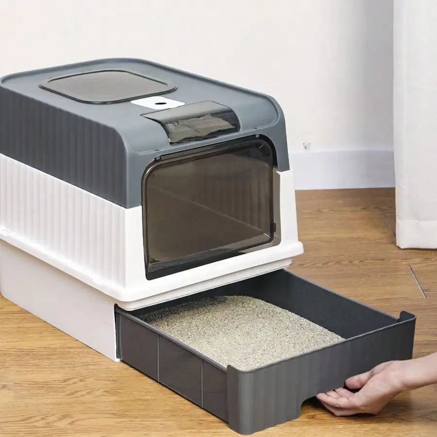 Fully Enclosed Cat Litter Box with Top Entry & Drawer, Extra Large Odor-Proof Splash-Proof Litter Pan, High Capacity Anti-Leak Cat Toilet for Multiple Cats