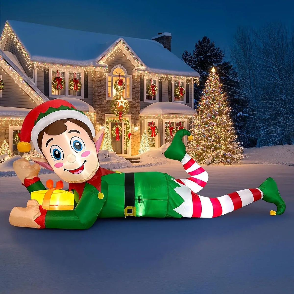 SHXI Christmas Elf Inflatable Yard Decoration With LED Lights