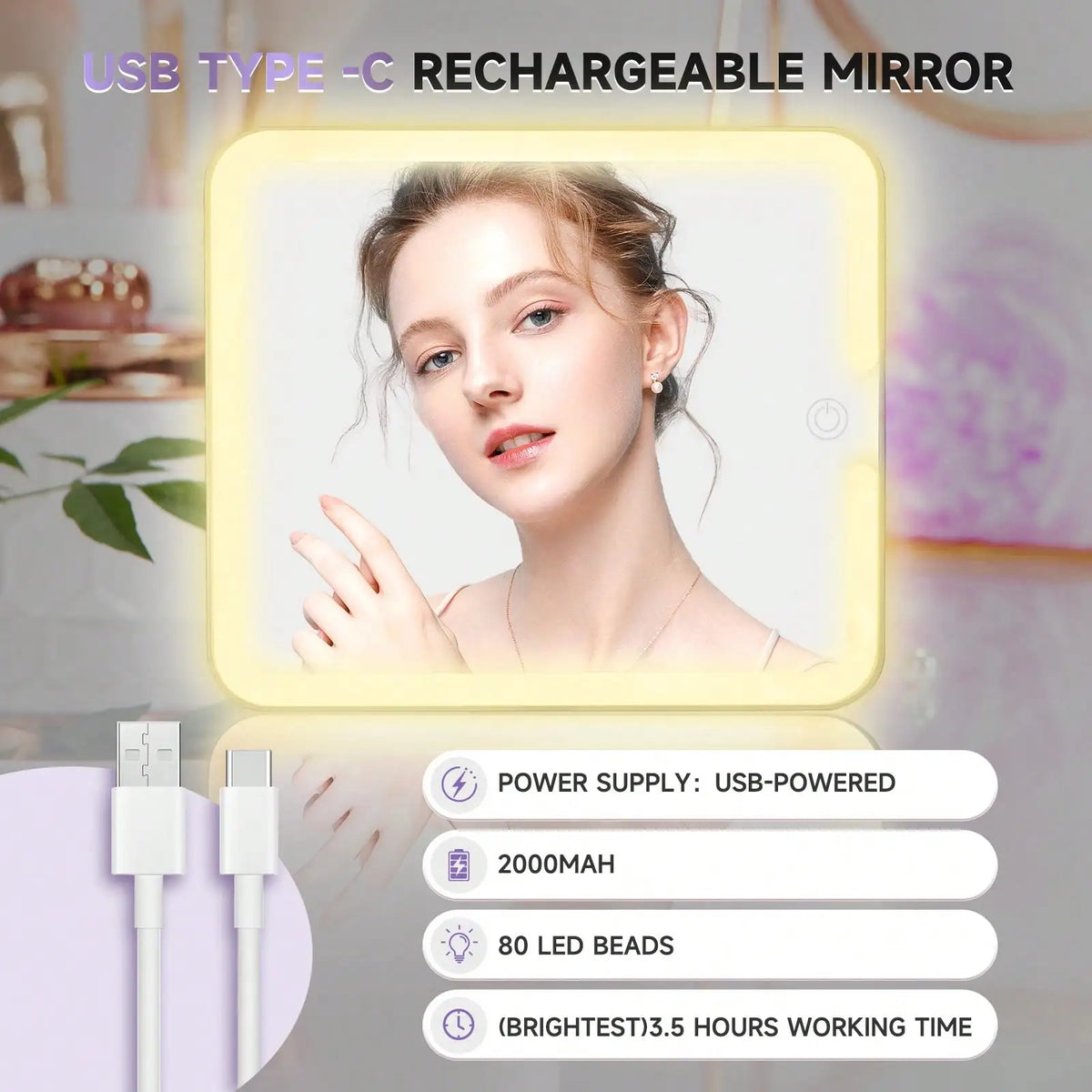 Professional Makeup Train Case with Rechargeable LED Mirror, Large Capacity Cosmetic Organizer with Adjustable Dividers, Travel Makeup Storage Box for Artist Salon Vanity