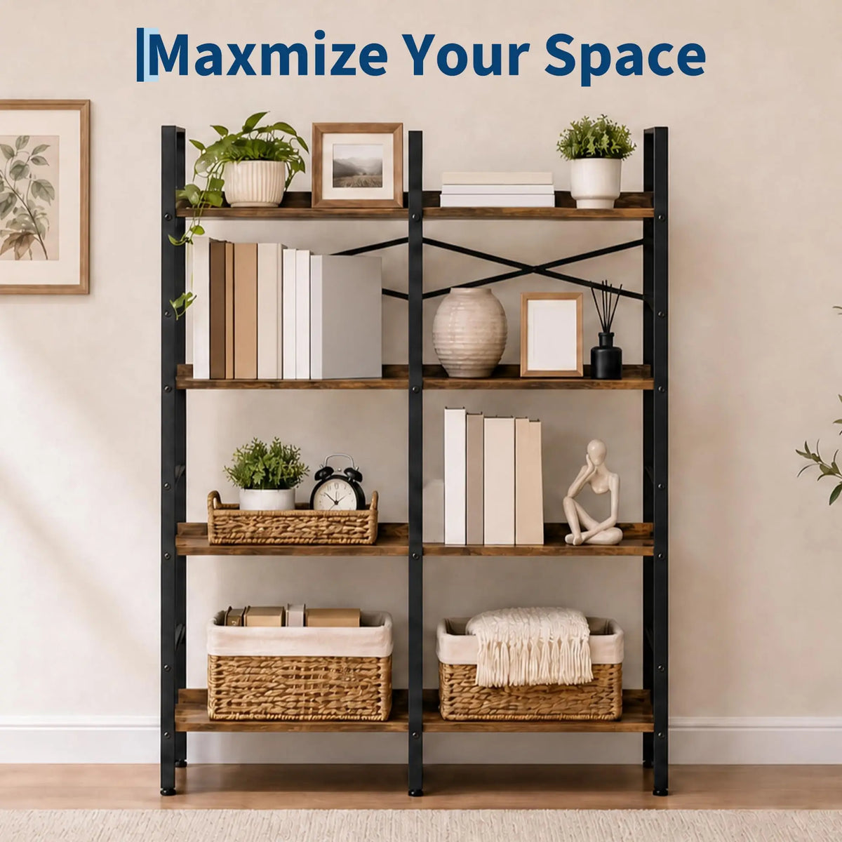 Freestanding Open Shelf Bookcase For Home Office Storage
