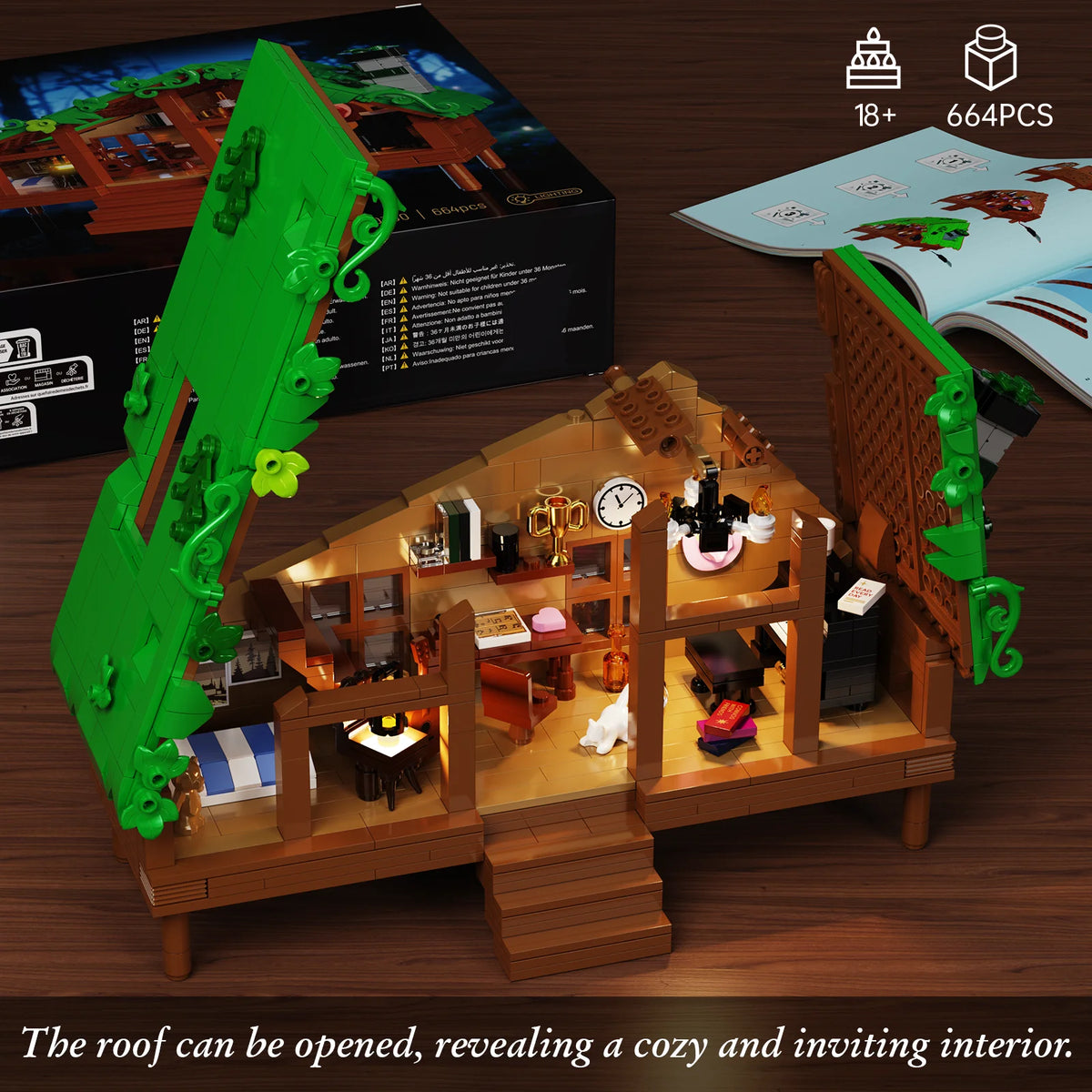 Folk Cabin Forest House Building Blocks Set Home Decor Desktop Ornament Display Model Creative Room Decoration Gifts Teens Adult