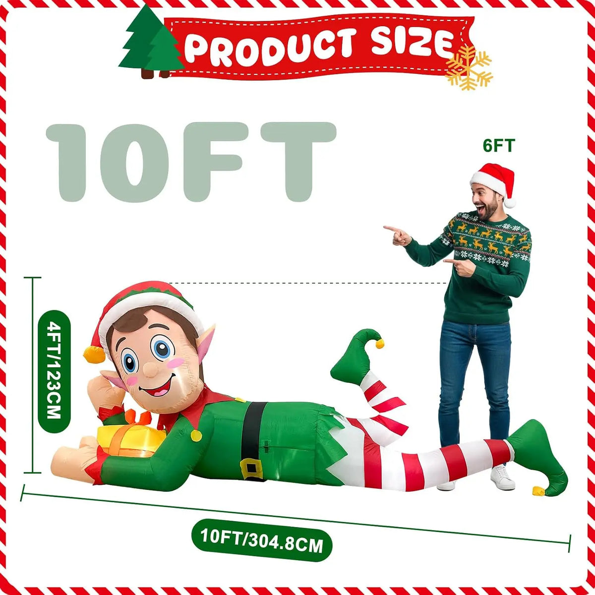 SHXI Christmas Elf Inflatable Yard Decoration With LED Lights