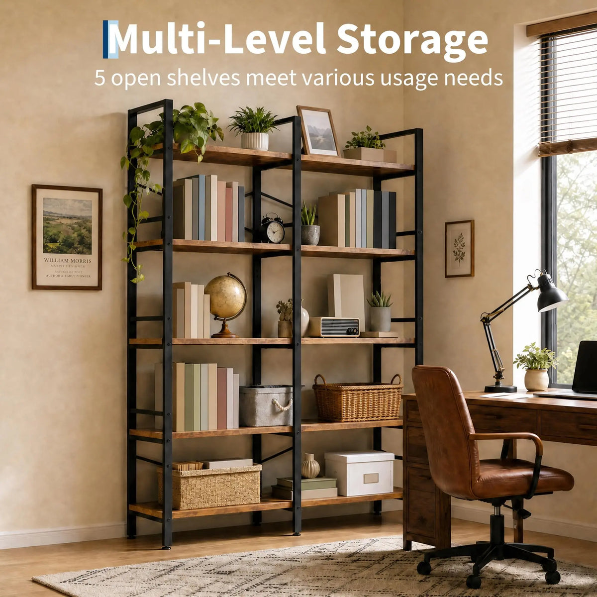 Freestanding Open Shelf Bookcase For Home Office Storage