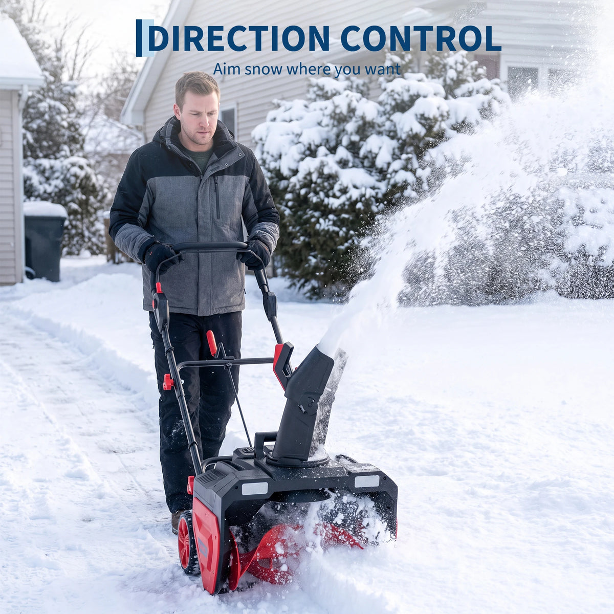Cordless Electric Snow Blower With Battery Power And LED Lights
