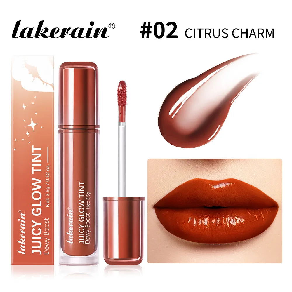 uice Mirror Lip Gloss-Juicy Glow Tint Quick-Drying Long-Wearing Lightweight Non-Sticky Lipstick Moisturized Smooth Luminous Lip