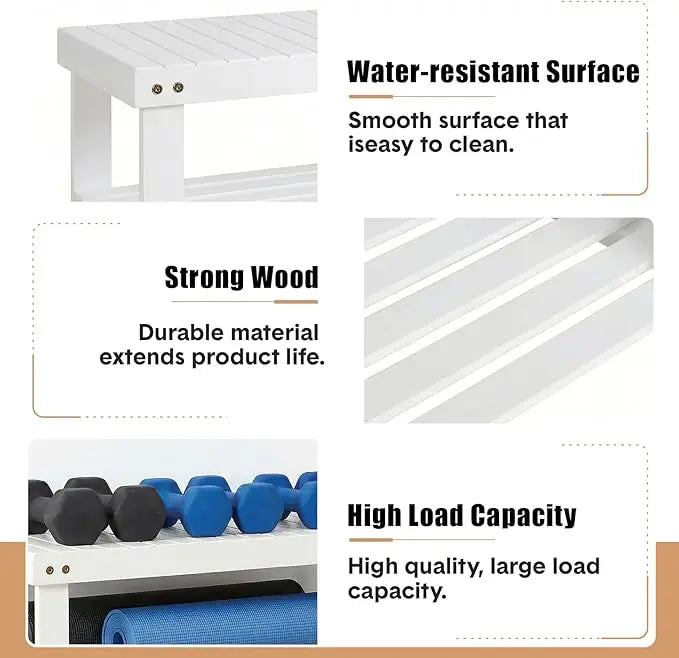 Shoe Rack Bench, 3-Tier Bamboo Shoe Storage Organizer with Seat, Heavy Duty Entryway Bench for Hallway Living Room Bedroom