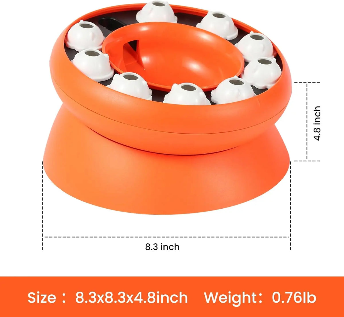Cat Puzzle Feeder Toy, Interactive Foraging Treat Dispenser Slow Feeder Bowl for Indoor Cats Kittens, Mental Stimulation Boredom Relief Enrichment Feeding Toy, Orange