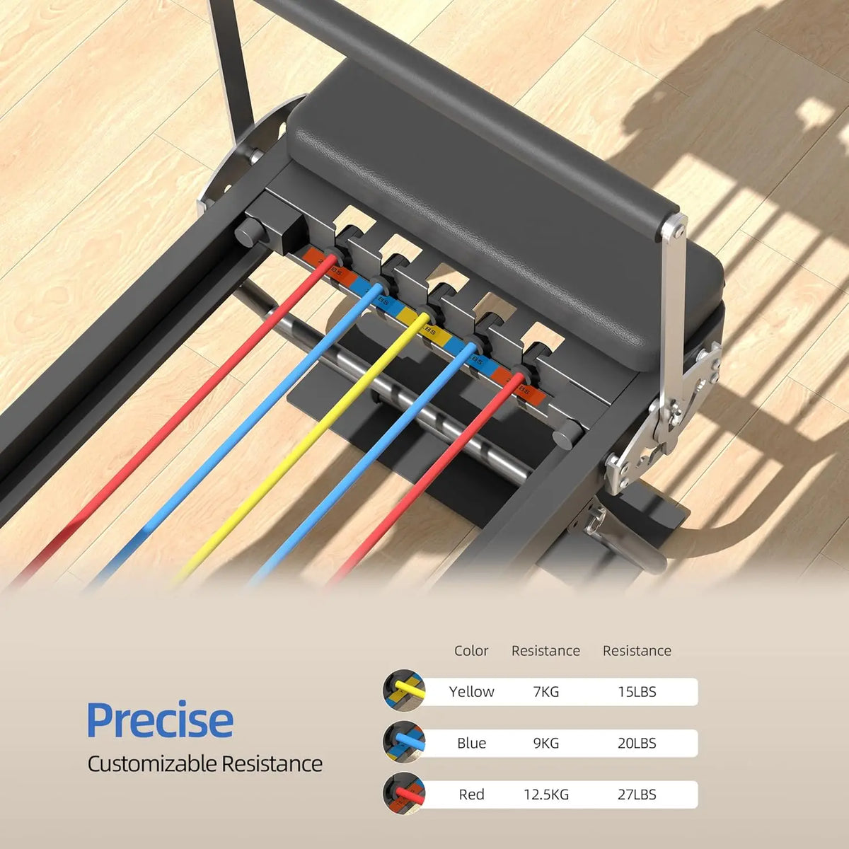 Foldable Pilates Reformer Machine With Adjustable Resistance Bands