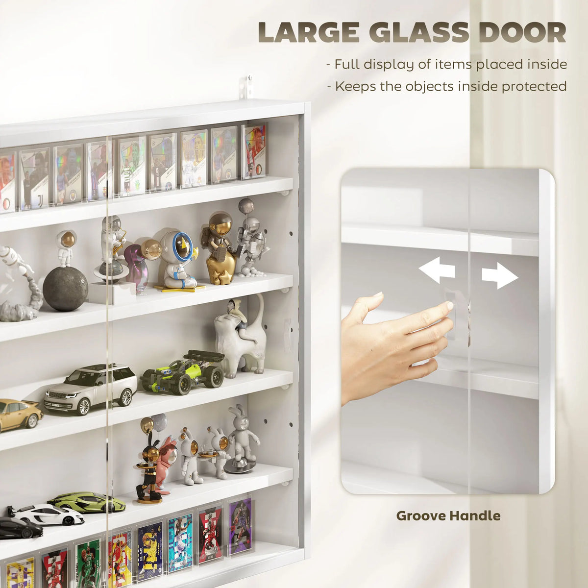 HOMCOM Wall-Mounted Glass Display Cabinet With Adjustable Shelves