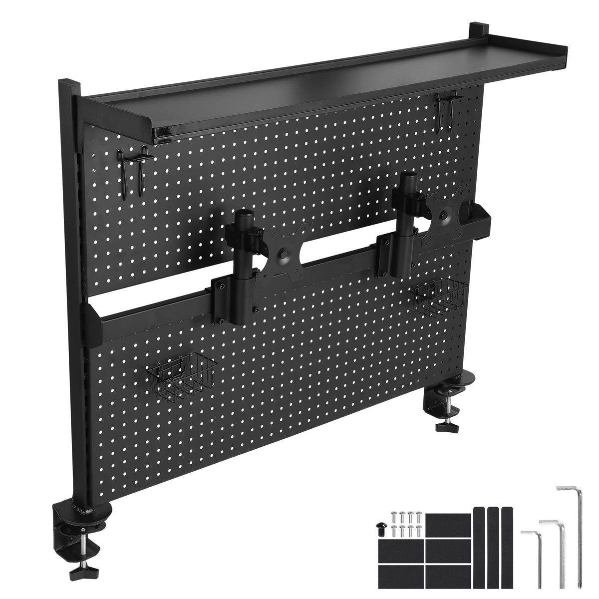 Metal Desktop Organizer with Monitor Stands Computer Accessories Metal Pegboard 51 X 34 Inch for Office Supplies Dorm Home Decor