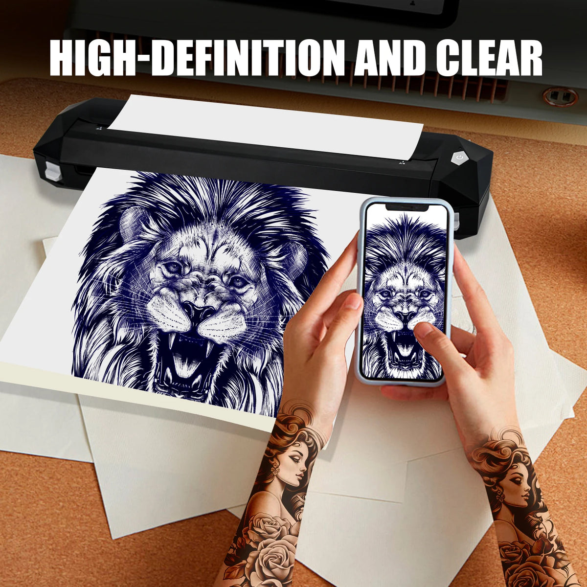 Portable KVM Tattoo Thermal Stencil Printer Bluetooth & USB Connection Support Phone Tablet PC Procreate Illustration Printing
