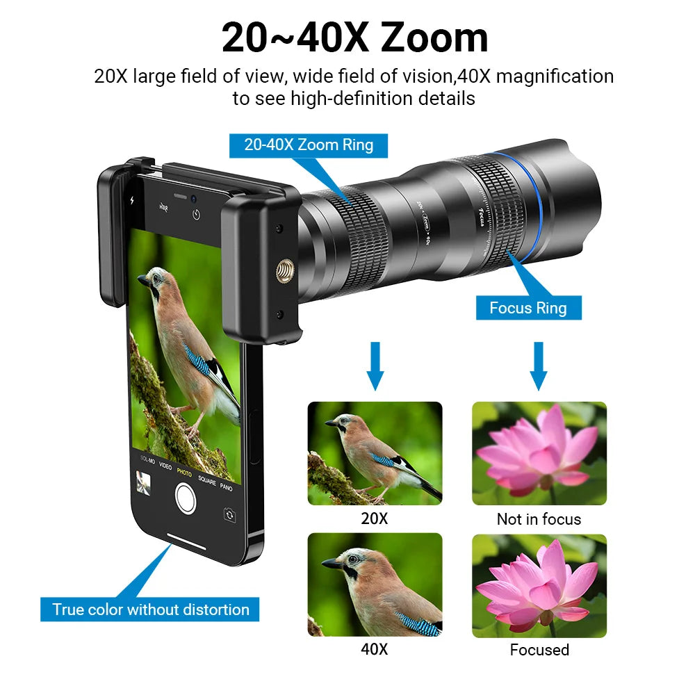APEXEL Smartphone Telephoto Telescope Lens With Universal Metal Clamp