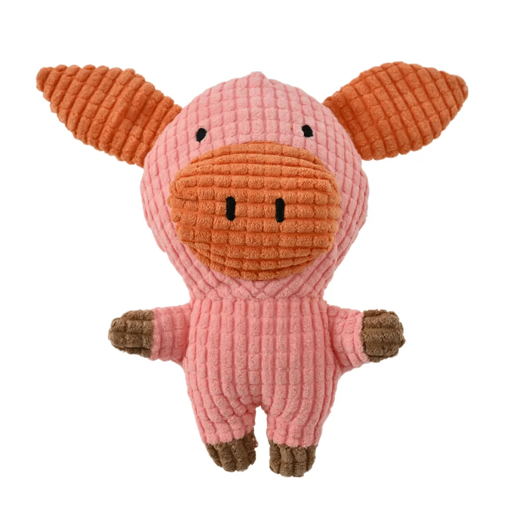 15PCS/Carton Plush Pig Dog Toy Soft Squeaky Chew Toy for Puppies Teething Teeth Cleaning Interactive Pet Toy Wholesale Pet Supplies