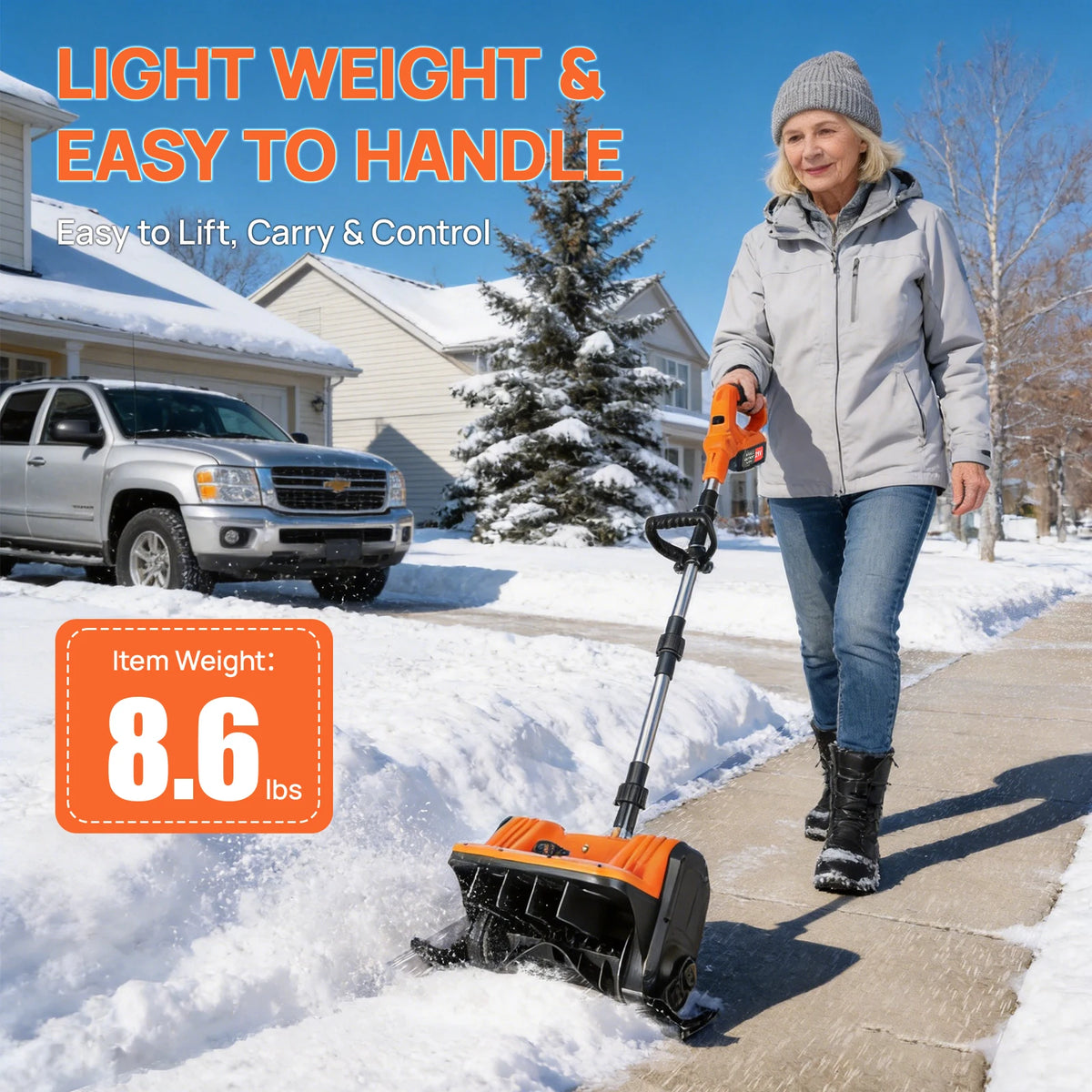 Brushless Cordless Snow Shovel With Foldable Design And Ski Wheels