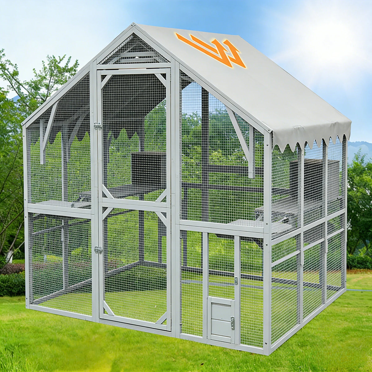 Large Outdoor Cat Enclosure 110 Inch Playpen Multi Platform Indoor Outdoor Waterproof Cat House Backyard Garden Pet Cage for Kittens And Small Cats